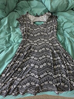 Black & White Patterned Skater Dress